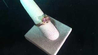 Synthetic Pink Tourmaline Lady's Stone & Diamond Ring 2 Diamonds .10 Carat T.W.